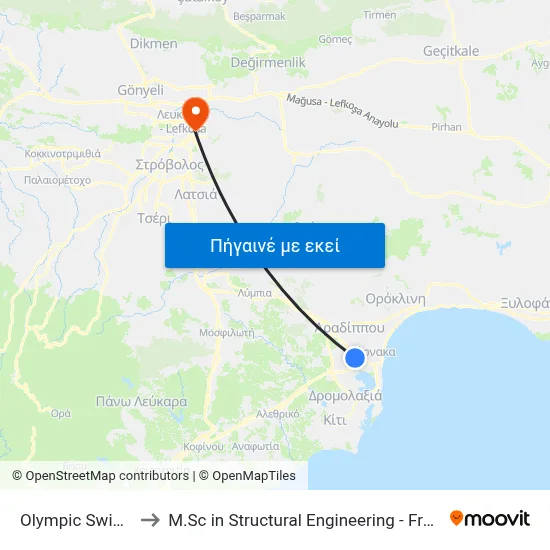 Olympic Swimming Pool to M.Sc in Structural Engineering - Frederick University Cyprus map