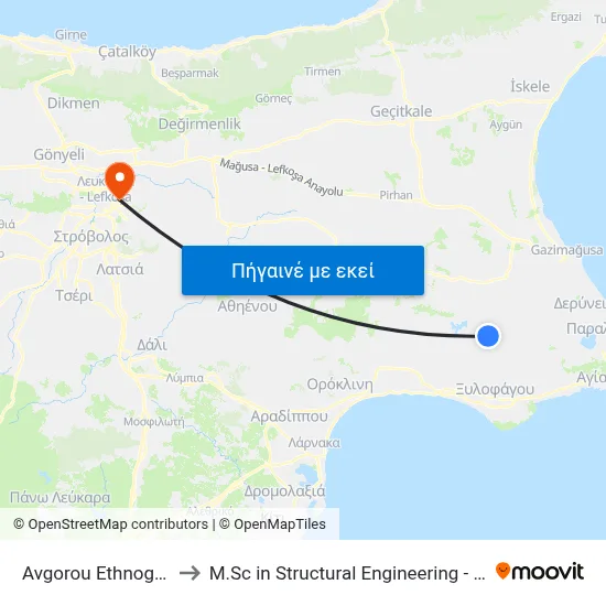 Avgorou Ethnographic Museum to M.Sc in Structural Engineering - Frederick University Cyprus map