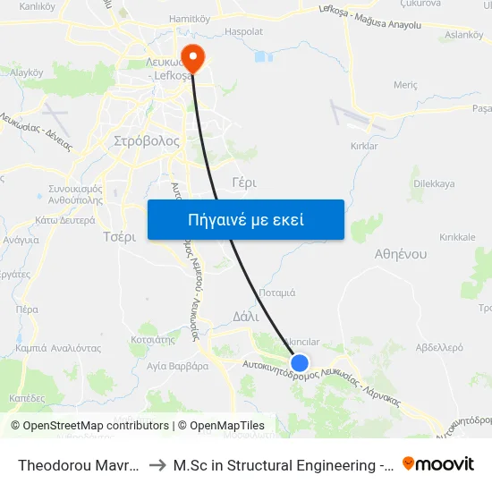 Theodorou Mavrosavva - Athinas to M.Sc in Structural Engineering - Frederick University Cyprus map