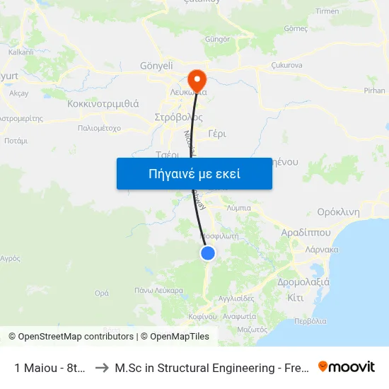 1 Maiou - 8th Kornos to M.Sc in Structural Engineering - Frederick University Cyprus map