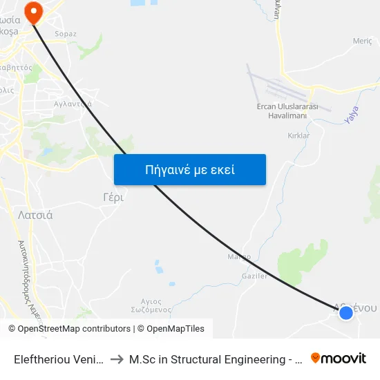 Eleftheriou Venizelou - Ifaistou to M.Sc in Structural Engineering - Frederick University Cyprus map