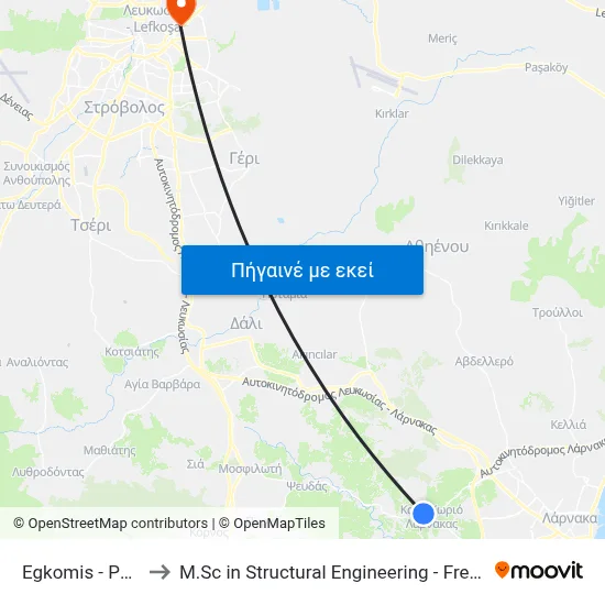 Egkomis - Palaikythrou to M.Sc in Structural Engineering - Frederick University Cyprus map