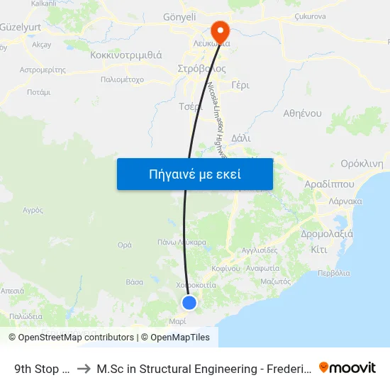9th Stop Tochni to M.Sc in Structural Engineering - Frederick University Cyprus map