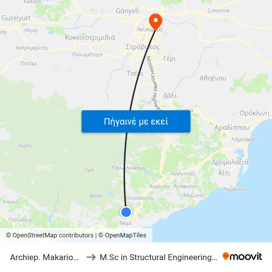 Archiep. Makariou C´ Ave. - 4th Stop to M.Sc in Structural Engineering - Frederick University Cyprus map