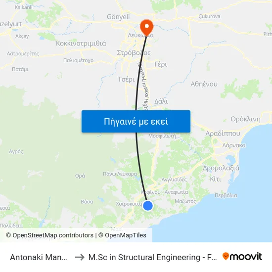 Antonaki Manoli - 10th Stop to M.Sc in Structural Engineering - Frederick University Cyprus map