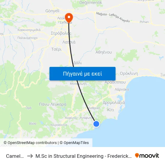 Camel Park to M.Sc in Structural Engineering - Frederick University Cyprus map
