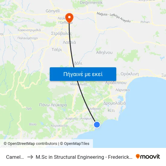 Camel Park to M.Sc in Structural Engineering - Frederick University Cyprus map