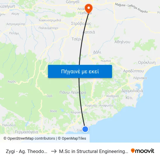 Zygi - Ag. Theodoros Road - 5th Stop to M.Sc in Structural Engineering - Frederick University Cyprus map