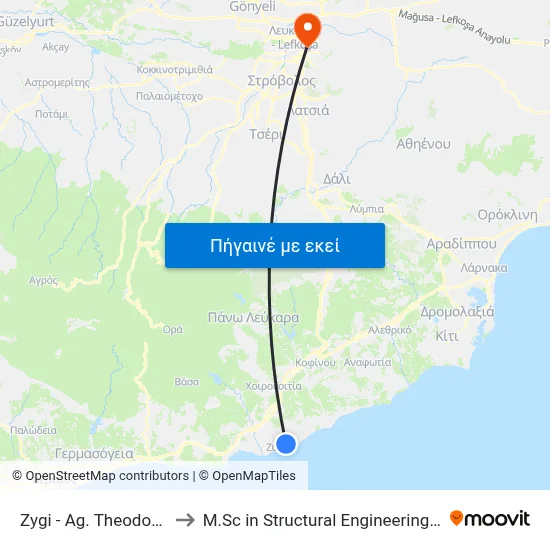 Zygi - Ag. Theodoros Road - 1st Stop to M.Sc in Structural Engineering - Frederick University Cyprus map