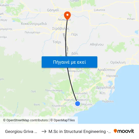 Georgiou Griva Digeni - 2nd Stop to M.Sc in Structural Engineering - Frederick University Cyprus map
