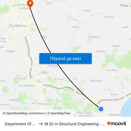 Department Of Road Transport to M.Sc in Structural Engineering - Frederick University Cyprus map
