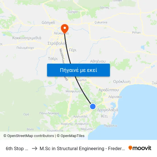 6th Stop Klavdia to M.Sc in Structural Engineering - Frederick University Cyprus map