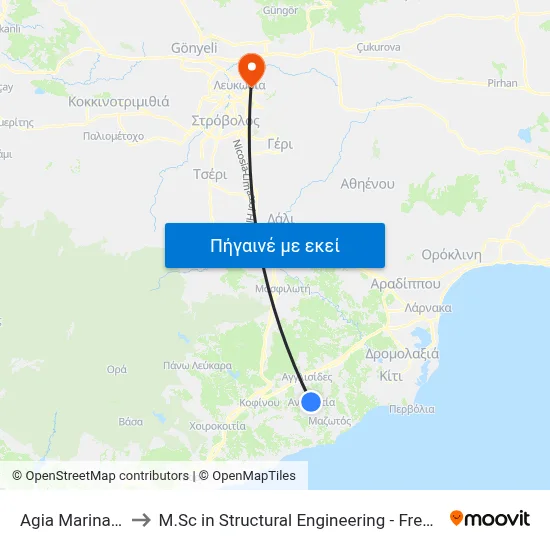 Ag. Marina Church to M.Sc in Structural Engineering - Frederick University Cyprus map
