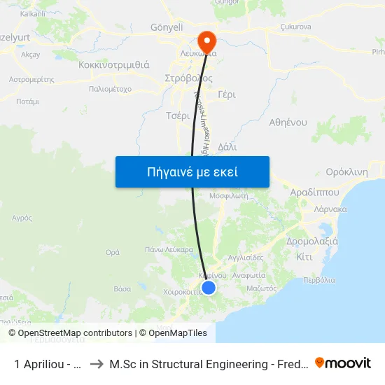 1 Apriliou - 17th Stop to M.Sc in Structural Engineering - Frederick University Cyprus map