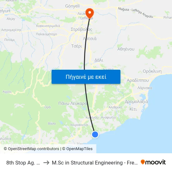 8th Stop Ag. Theodoros to M.Sc in Structural Engineering - Frederick University Cyprus map