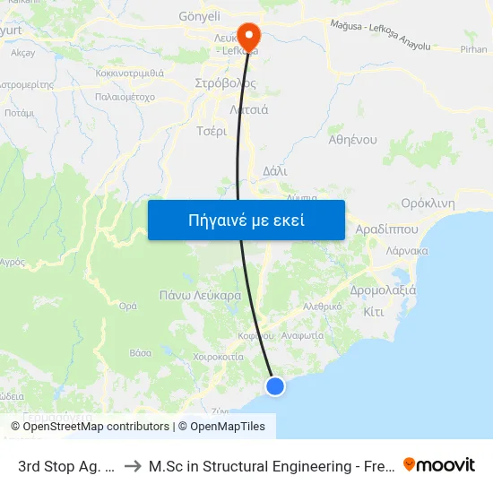 3rd Stop Ag. Theodoros to M.Sc in Structural Engineering - Frederick University Cyprus map