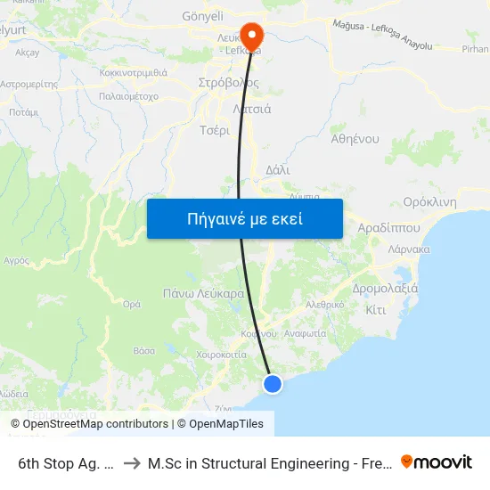 6th Stop Ag. Theodoros to M.Sc in Structural Engineering - Frederick University Cyprus map
