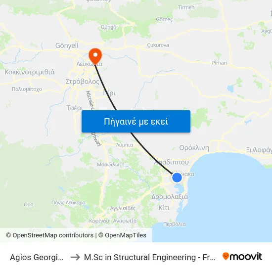 Ag. Georgios Church to M.Sc in Structural Engineering - Frederick University Cyprus map