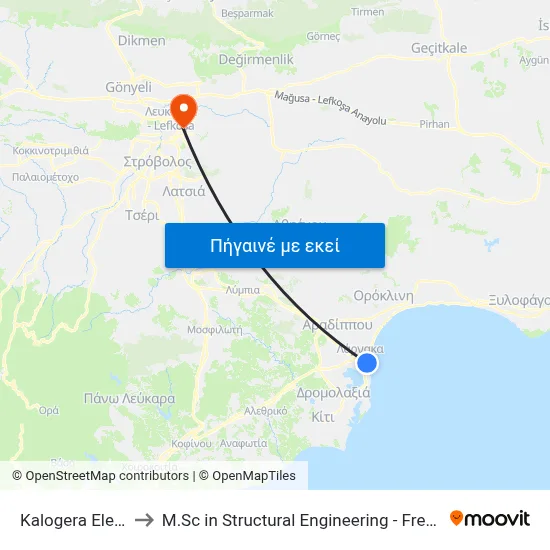 Kalogera Elem. School to M.Sc in Structural Engineering - Frederick University Cyprus map