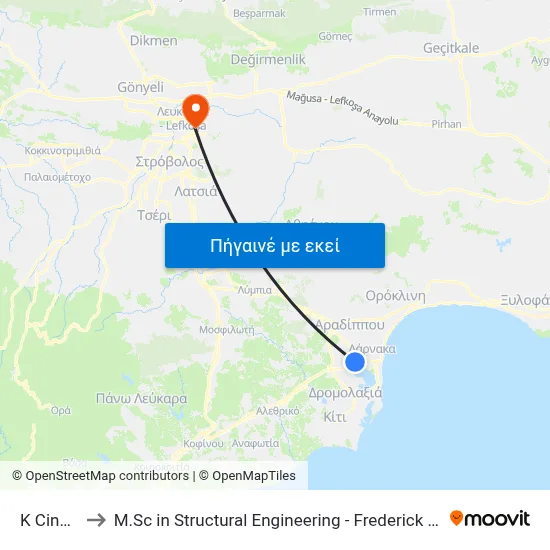 K Cineplex to M.Sc in Structural Engineering - Frederick University Cyprus map