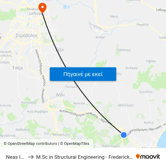 Neas Ionias to M.Sc in Structural Engineering - Frederick University Cyprus map