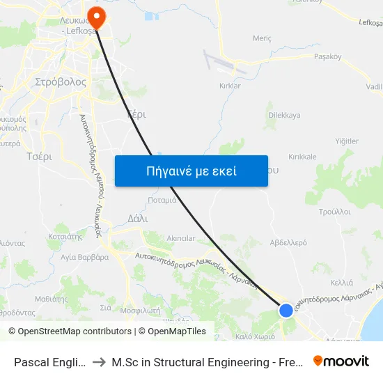 Pascal English School to M.Sc in Structural Engineering - Frederick University Cyprus map