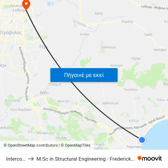 Intercollege to M.Sc in Structural Engineering - Frederick University Cyprus map