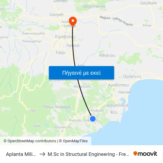 Aplanta Military Camp to M.Sc in Structural Engineering - Frederick University Cyprus map