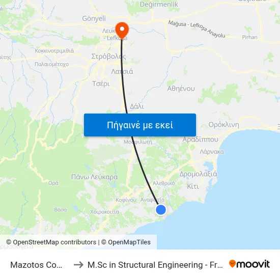Mazotos Comm. Stadium to M.Sc in Structural Engineering - Frederick University Cyprus map