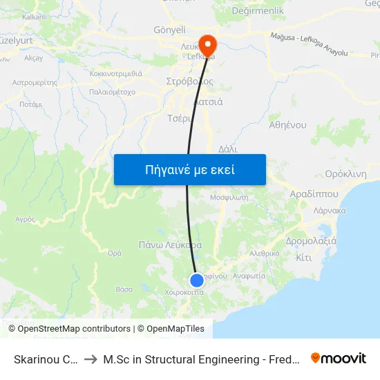 Skarinou Cemetery to M.Sc in Structural Engineering - Frederick University Cyprus map