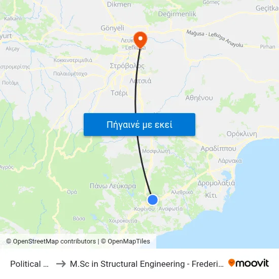 Political Asylum to M.Sc in Structural Engineering - Frederick University Cyprus map