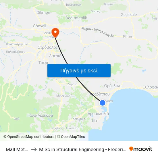 Mall Metropolis to M.Sc in Structural Engineering - Frederick University Cyprus map