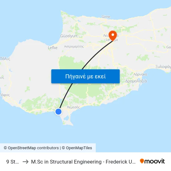 9 Street to M.Sc in Structural Engineering - Frederick University Cyprus map