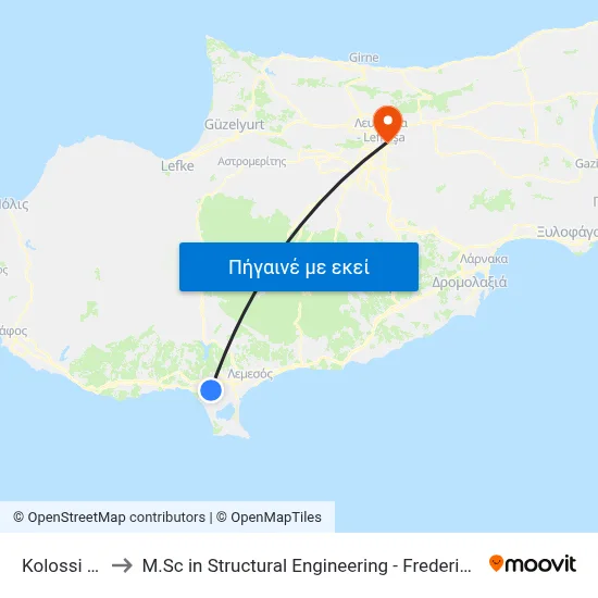 Kolossi Castle to M.Sc in Structural Engineering - Frederick University Cyprus map