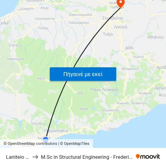 Laniteio School to M.Sc in Structural Engineering - Frederick University Cyprus map