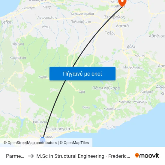 Parmenidou to M.Sc in Structural Engineering - Frederick University Cyprus map