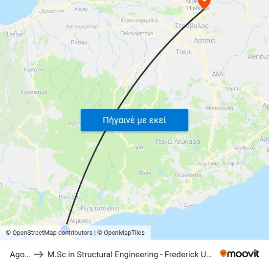 Agoras to M.Sc in Structural Engineering - Frederick University Cyprus map