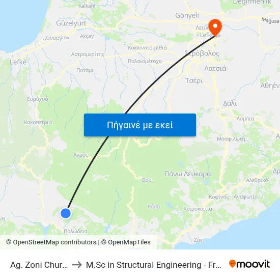 Ag. Zoni Church - Apesia to M.Sc in Structural Engineering - Frederick University Cyprus map