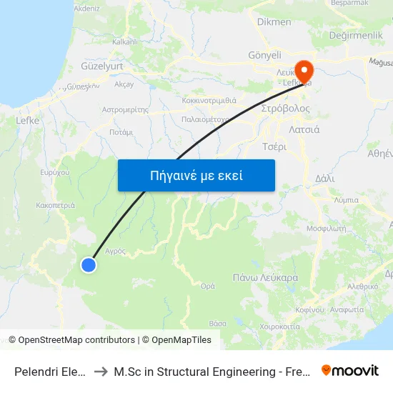 Pelendri Elem. School to M.Sc in Structural Engineering - Frederick University Cyprus map