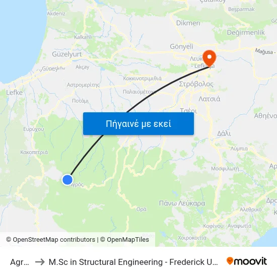 Agridia to M.Sc in Structural Engineering - Frederick University Cyprus map