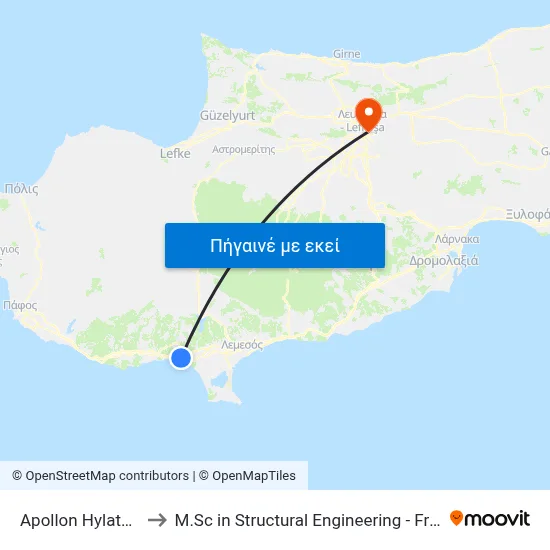 Apollon Hylates Sanctuary to M.Sc in Structural Engineering - Frederick University Cyprus map