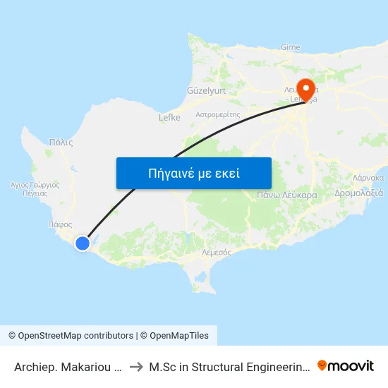 Archiep. Makariou C´ Ave. - Anexartisias to M.Sc in Structural Engineering - Frederick University Cyprus map