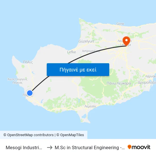Mesogi Industrial Area - 1st Stop to M.Sc in Structural Engineering - Frederick University Cyprus map