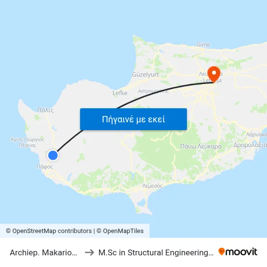 Archiep. Makariou C´ Ave. - Teratsou to M.Sc in Structural Engineering - Frederick University Cyprus map