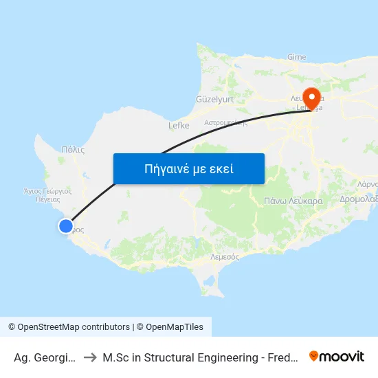 Ag. Georgiou Ave. - to M.Sc in Structural Engineering - Frederick University Cyprus map