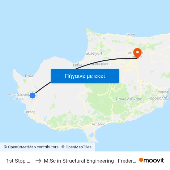 1st Stop Theletra to M.Sc in Structural Engineering - Frederick University Cyprus map