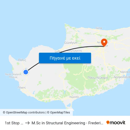 1st Stop Miliou to M.Sc in Structural Engineering - Frederick University Cyprus map