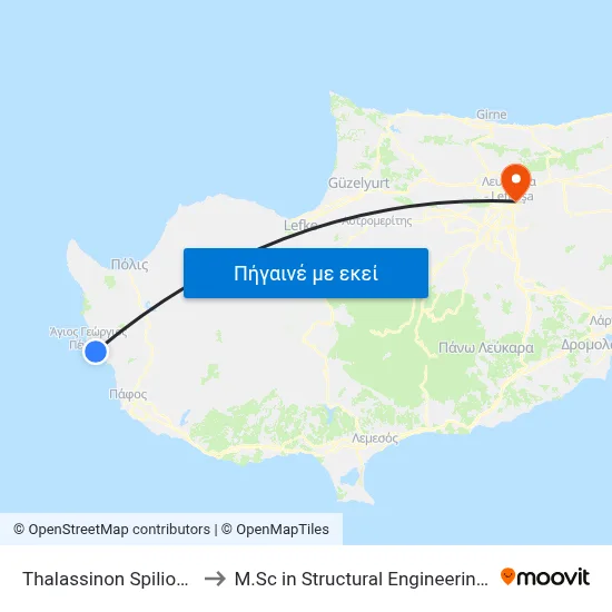 Thalassinon Spilion Ave. - Glykou Nerou to M.Sc in Structural Engineering - Frederick University Cyprus map