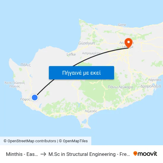 Minthis - East Entrance to M.Sc in Structural Engineering - Frederick University Cyprus map
