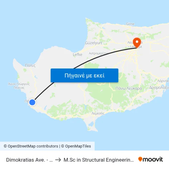 Dimokratias Ave. - Andrea Theodosiou to M.Sc in Structural Engineering - Frederick University Cyprus map